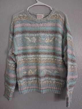 Beldoch Popper 90's Vintage Striped Wool Blend Sweater L